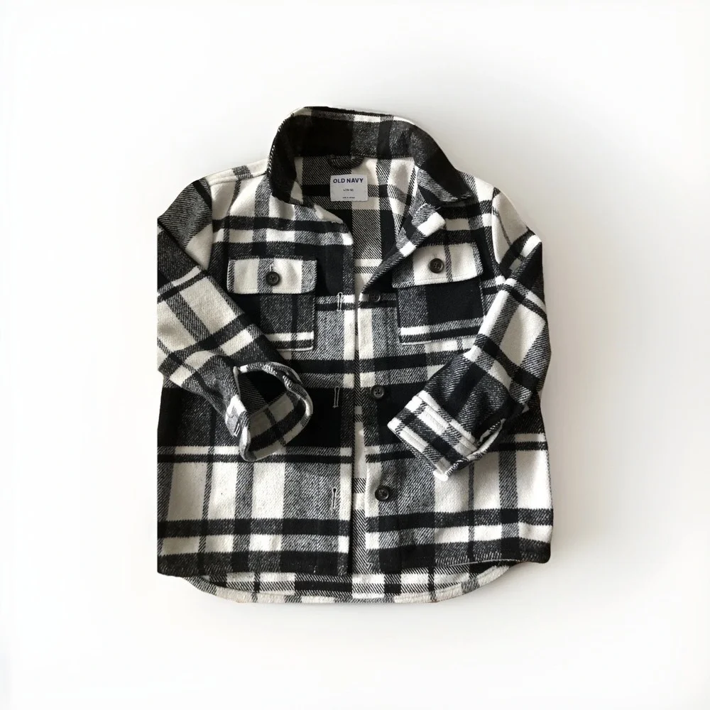 Old Navy Kids Plaid Shacket Woven Shirt Size L 10-12